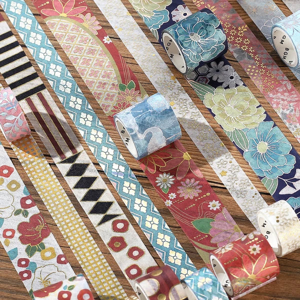 NEW! BGM Washi Tape - Japanese Kimono Gold Foil - Awai
