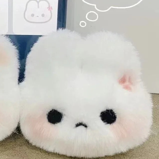 Angry Bunny & Crying Cat Plush Keychain – 7 cm Kawaii Fluffy Bag Charm