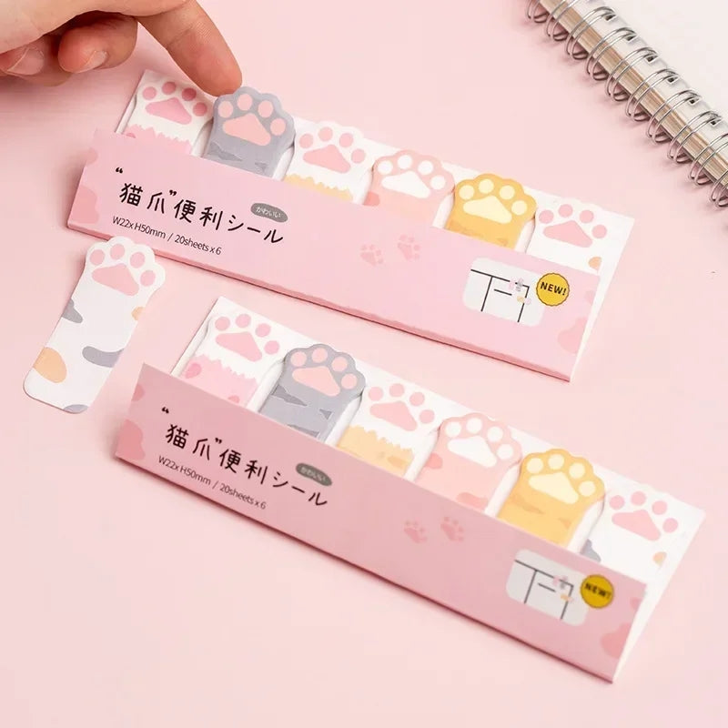 Cat Paw Sticky Notes – Cute Kawaii Memo Tabs for Journaling & Bookmarking