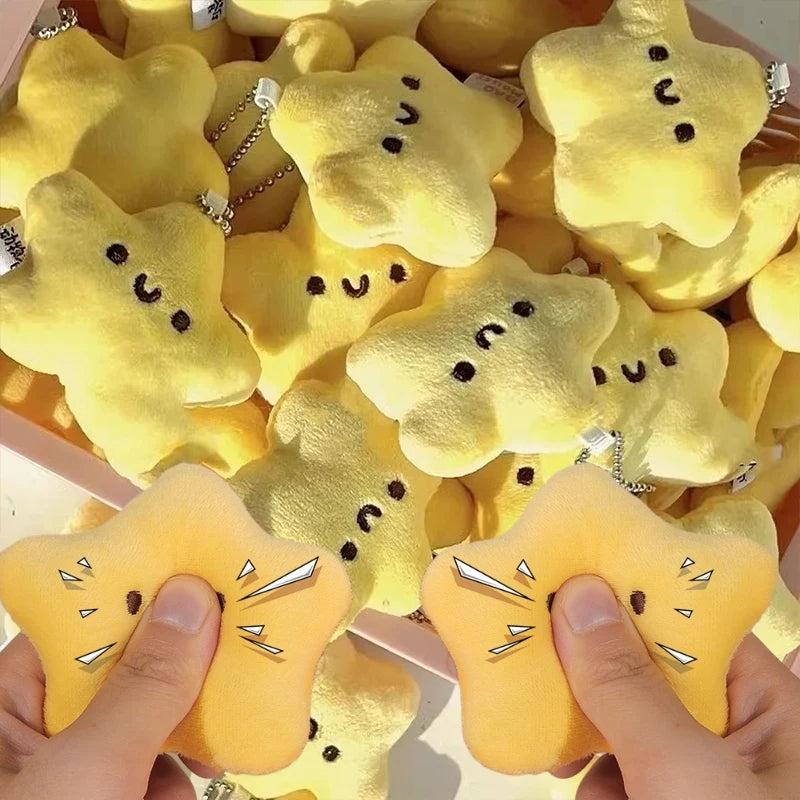 Star Squeaky Plush Keychain - Sunshine Yellow