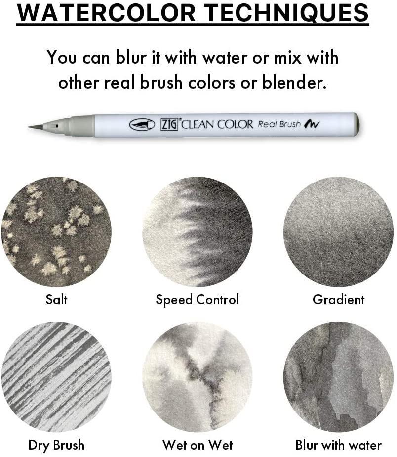Kuretake ZIG Clean Color Real Brush - Cool Gray Set of 6