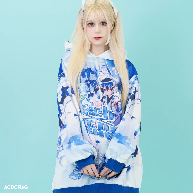 (NEW ARRIVAL) ACDC RAG × Peach ☆ Punch – Cyber Cat Hoodie