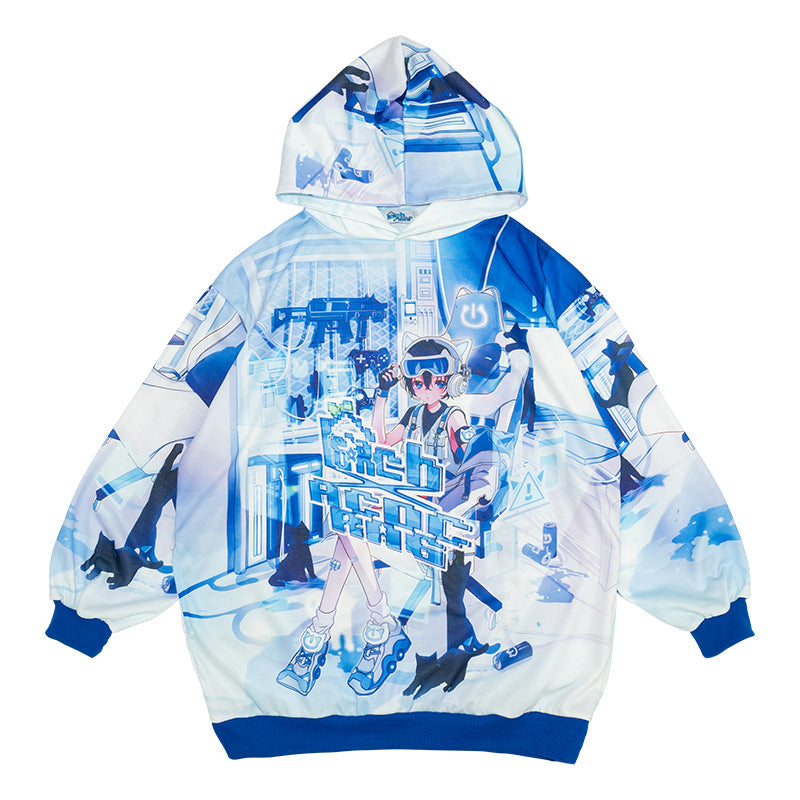 (NEW ARRIVAL) ACDC RAG × Peach ☆ Punch – Cyber Cat Hoodie