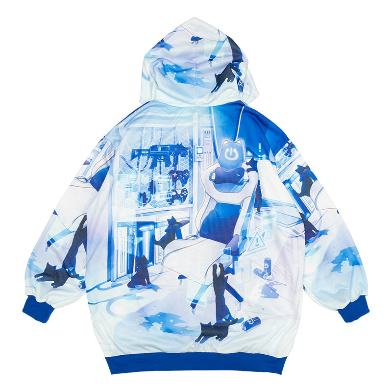 (NEW ARRIVAL) ACDC RAG × Peach ☆ Punch – Cyber Cat Hoodie
