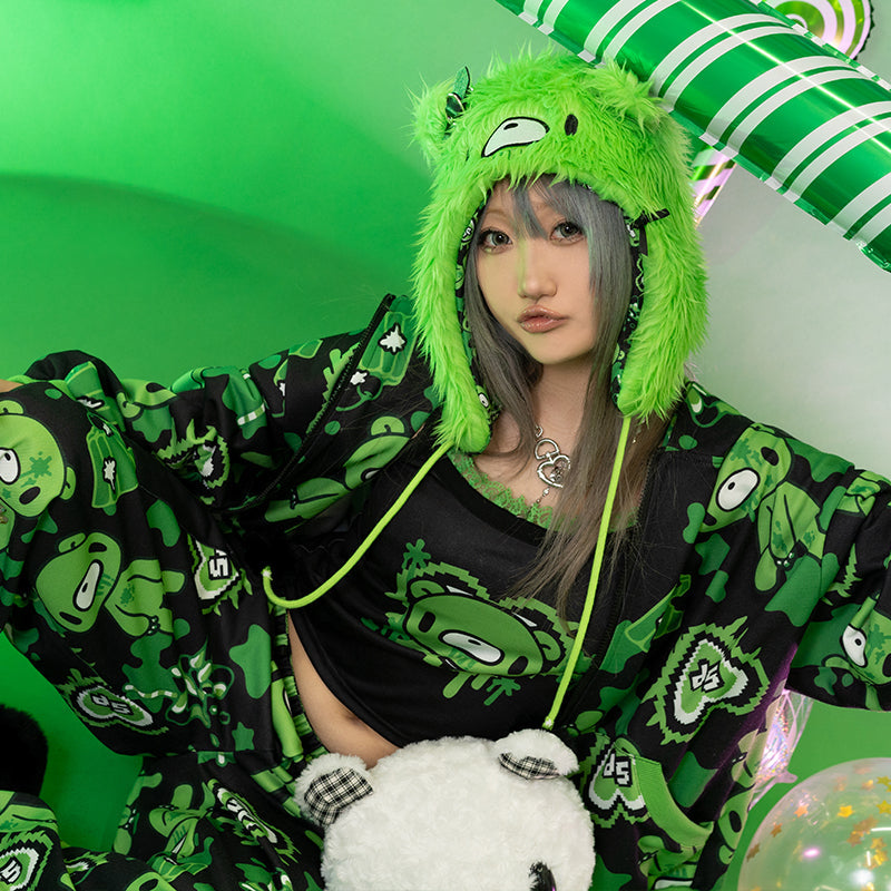 (NEW ARRIVAL) ACDC RAG × Gloomy × Sophie Powers - Jelly Zip Hoodie - Black & Green
