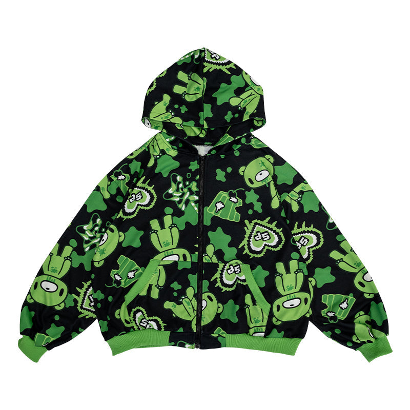 (NEW ARRIVAL) ACDC RAG × Gloomy × Sophie Powers - Jelly Zip Hoodie - Black & Green