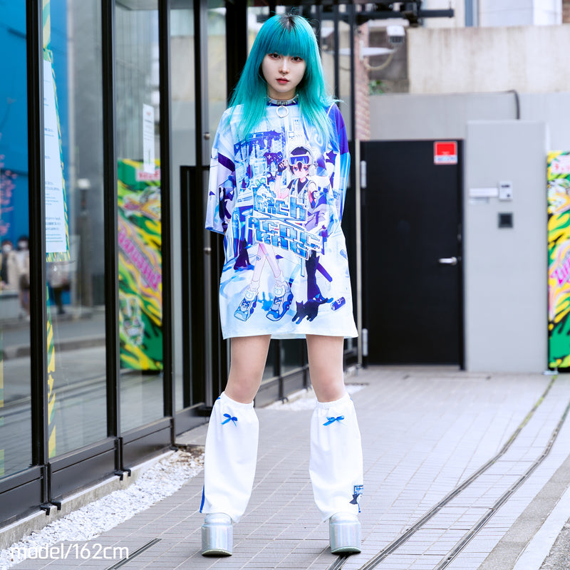 (NEW ARRIVAL) ACDC RAG × Peach ☆ Punch – Cyber Cat Huge T-Shirt