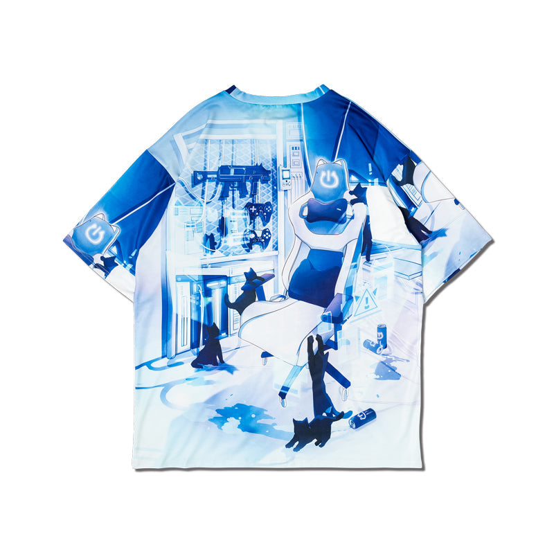 (NEW ARRIVAL) ACDC RAG × Peach ☆ Punch – Cyber Cat Huge T-Shirt