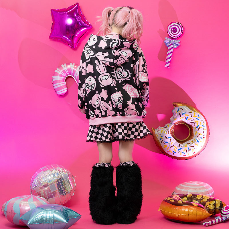 (NEW ARRIVAL) ACDC RAG × Gloomy × Sophie Powers - Cake Zip Hoodie Black & Pink