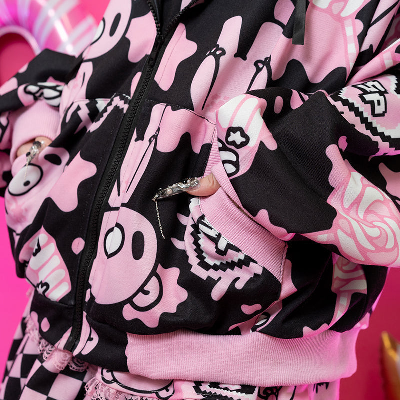 (NEW ARRIVAL) ACDC RAG × Gloomy × Sophie Powers - Cake Zip Hoodie Black & Pink