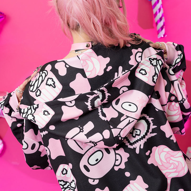 (NEW ARRIVAL) ACDC RAG × Gloomy × Sophie Powers - Cake Zip Hoodie Black & Pink