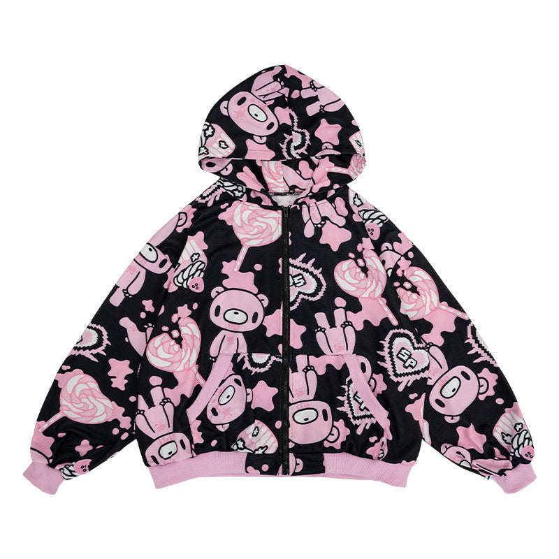 (NEW ARRIVAL) ACDC RAG × Gloomy × Sophie Powers - Cake Zip Hoodie Black & Pink