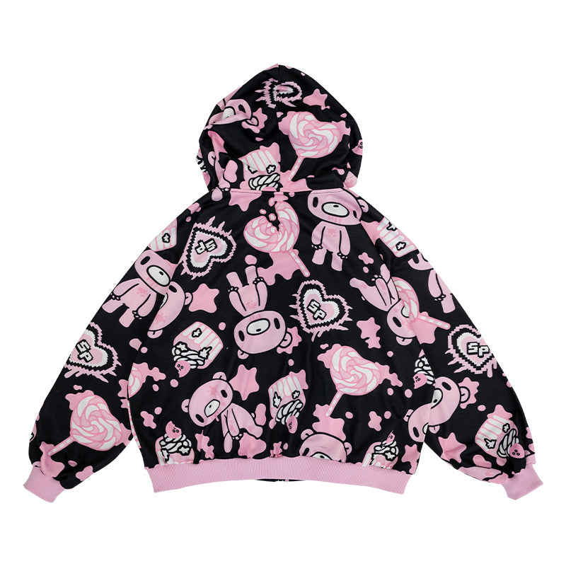 (NEW ARRIVAL) ACDC RAG × Gloomy × Sophie Powers - Cake Zip Hoodie Black & Pink