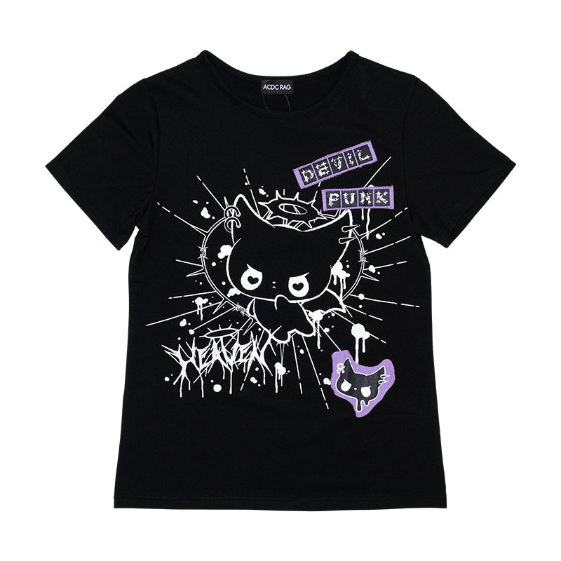(NEW ARRIVAL) ACDC RAG – Devil Punk T-Shirt – Black/Purple Edition