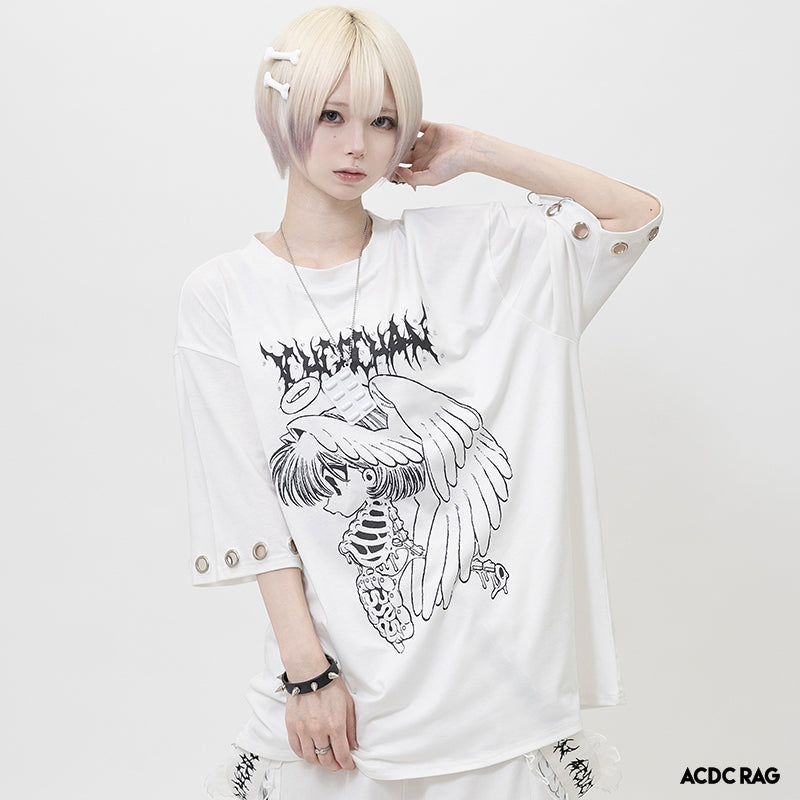 (NEW ARRIVAL) ACDC RAG × ICHIGO CHAN – Ribcage Angel Girl T-Shirt – White Edition