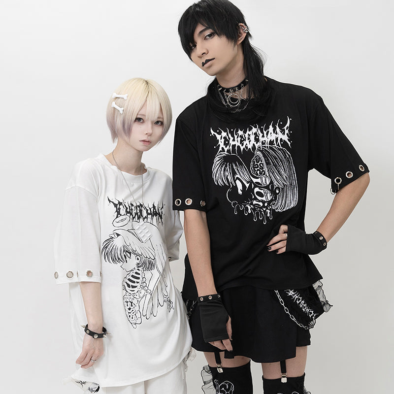 (NEW ARRIVAL) ACDC RAG × ICHIGO CHAN – Ribcage Angel Girl T-Shirt – White Edition