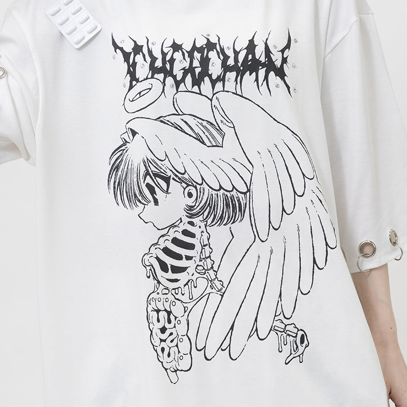 (NEW ARRIVAL) ACDC RAG × ICHIGO CHAN – Ribcage Angel Girl T-Shirt – White Edition