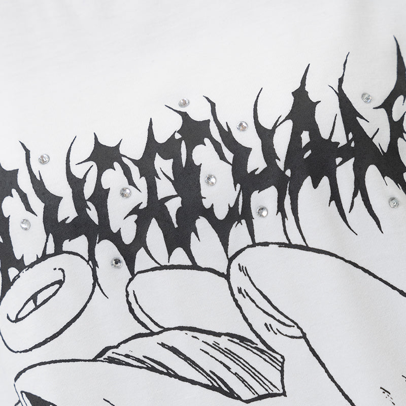 (NEW ARRIVAL) ACDC RAG × ICHIGO CHAN – Ribcage Angel Girl T-Shirt – White Edition