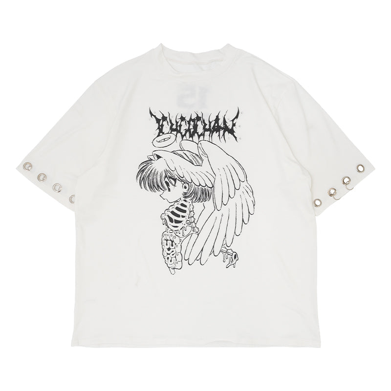 (NEW ARRIVAL) ACDC RAG × ICHIGO CHAN – Ribcage Angel Girl T-Shirt – White Edition