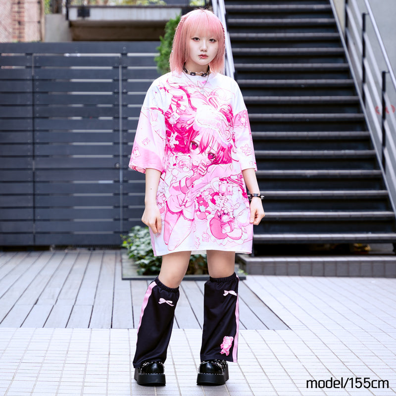 (NEW ARRIVAL) ACDC RAG × Peach ☆ Punch – Sleepy Bear Huge T-Shirt – Pink Edition