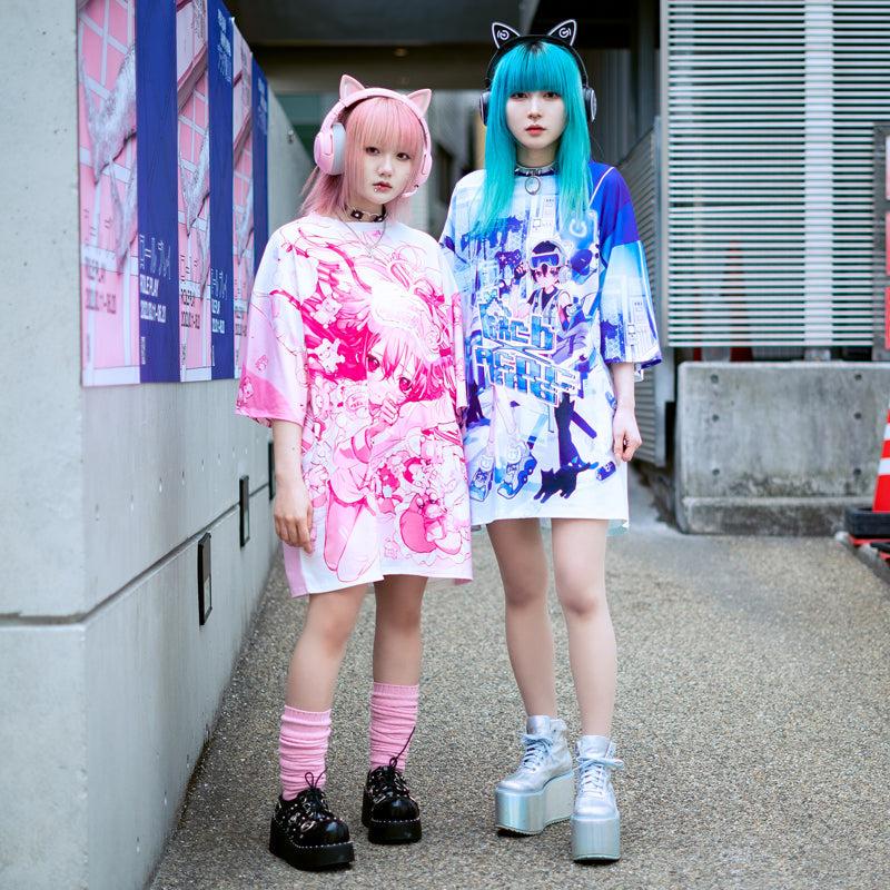 (NEW ARRIVAL) ACDC RAG × Peach ☆ Punch – Sleepy Bear Huge T-Shirt – Pink Edition