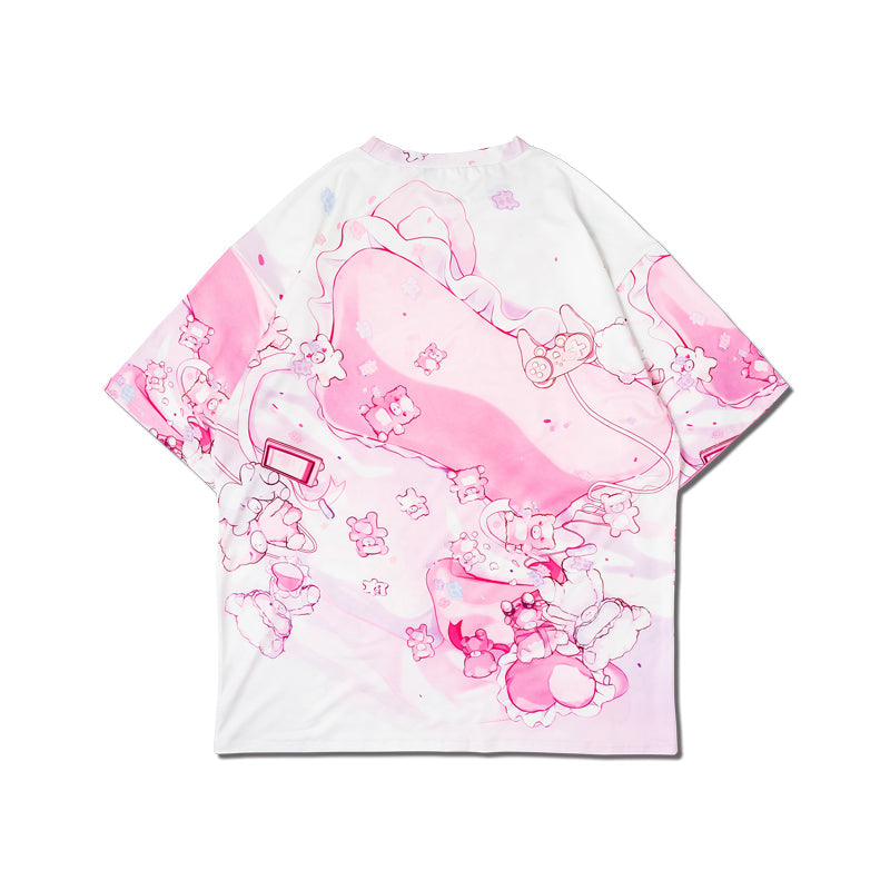 (NEW ARRIVAL) ACDC RAG × Peach ☆ Punch – Sleepy Bear Huge T-Shirt – Pink Edition