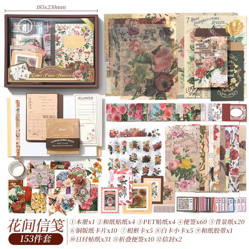 NOUVEAU ! Coffret cadeau de papeterie « Lettre des fleurs » pour album de scrapbooking