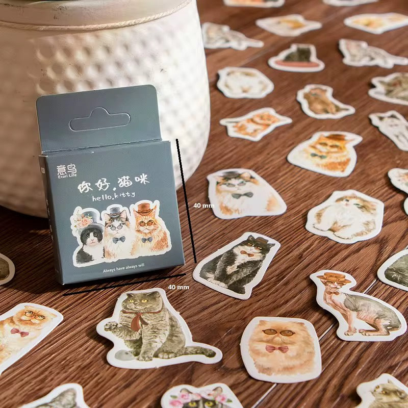 (COMING SOON) Sticker Box – Hello, Kitty Cats – 46 Stickers