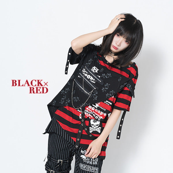 ACDC RAG Punks Border T-Shirt Skull Chains & Street Stripes