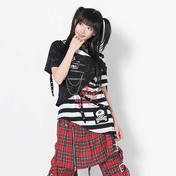 ACDC RAG Punks Border T-Shirt Skull Chains & Street Stripes