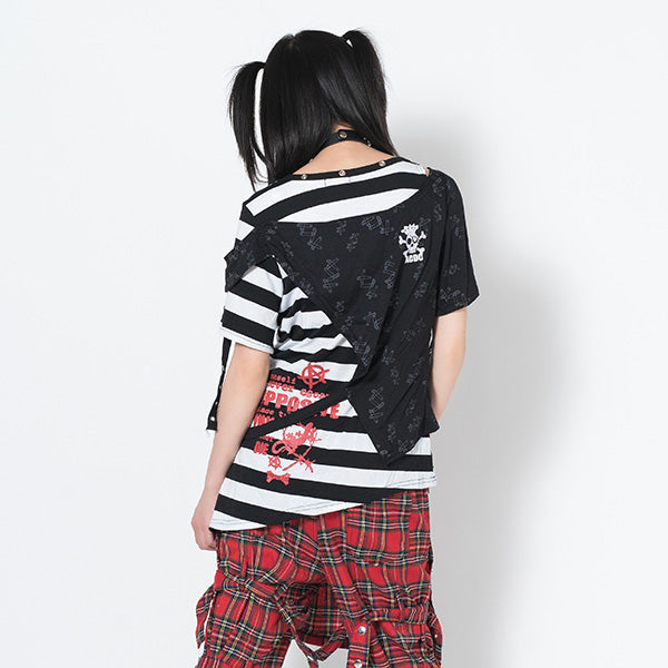 ACDC RAG Punks Border T-Shirt Skull Chains & Street Stripes