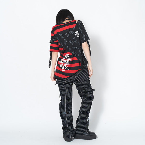 ACDC RAG Punks Border T-Shirt Skull Chains & Street Stripes