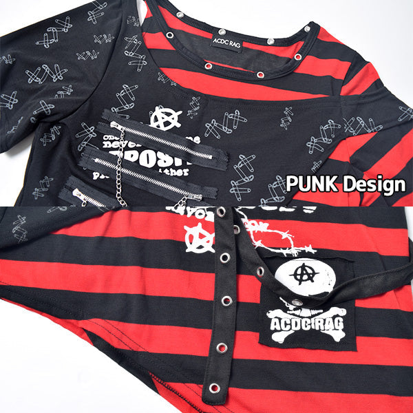 ACDC RAG Punks Border T-Shirt Skull Chains & Street Stripes