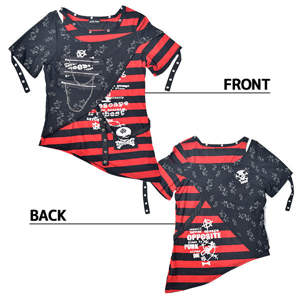 ACDC RAG Punks Border T-Shirt Skull Chains & Street Stripes