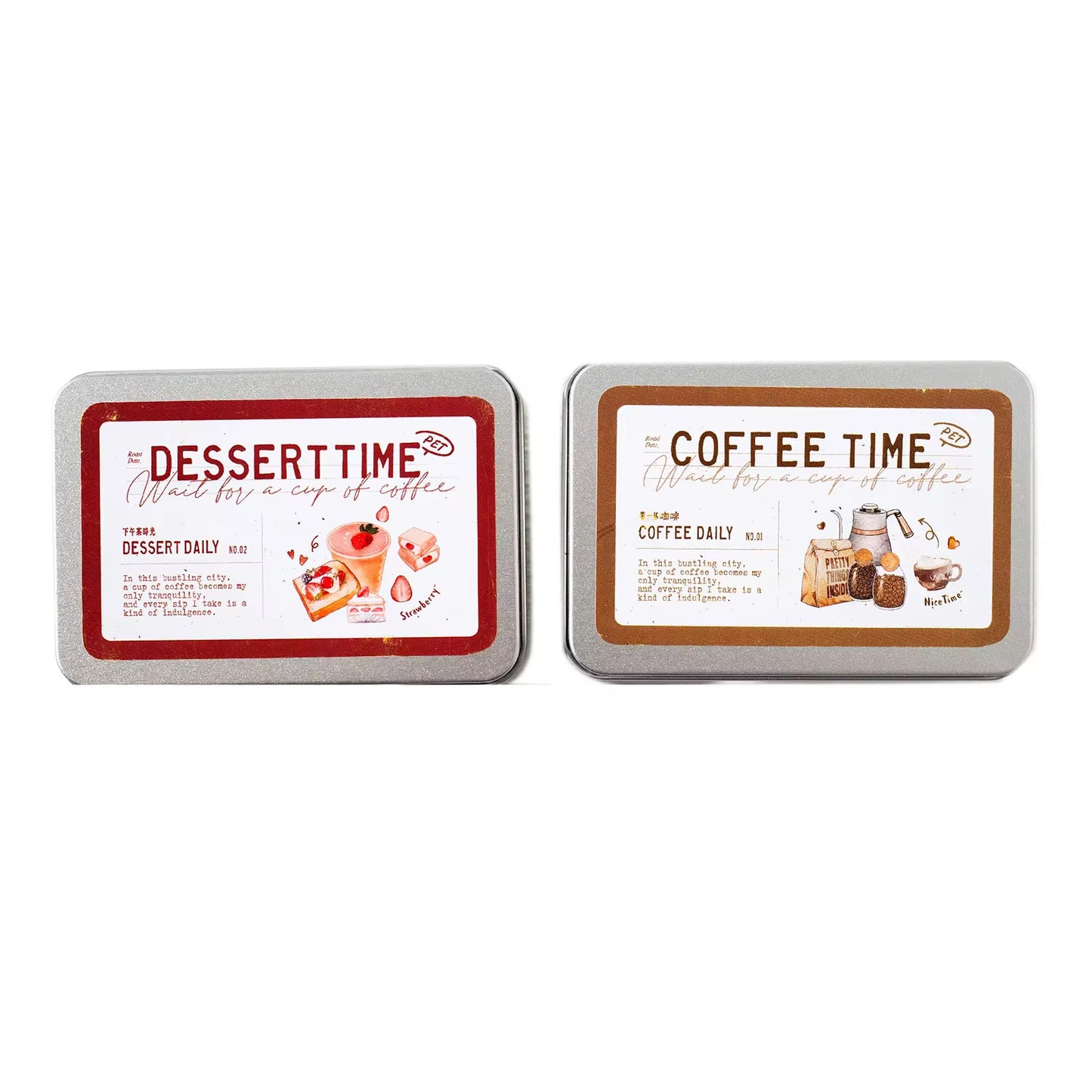 NEW! 1000 Sticker Tin Set - Coffee Time & Dessert Time PET