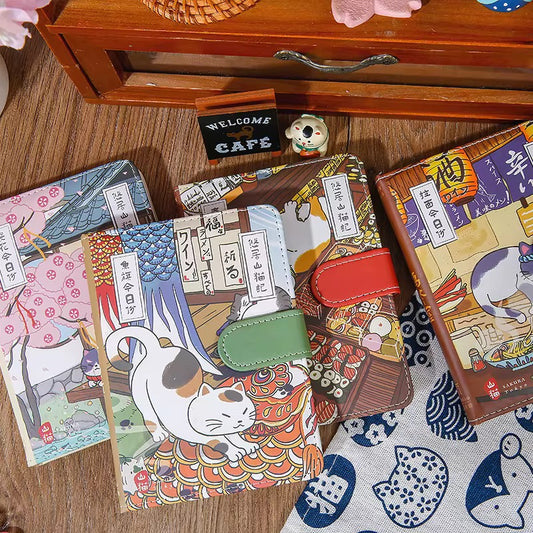 NEW! Cat Café Sketch & Story Notebook Gohobi Japanese Cat Magnetic Notebook Pocket Diary