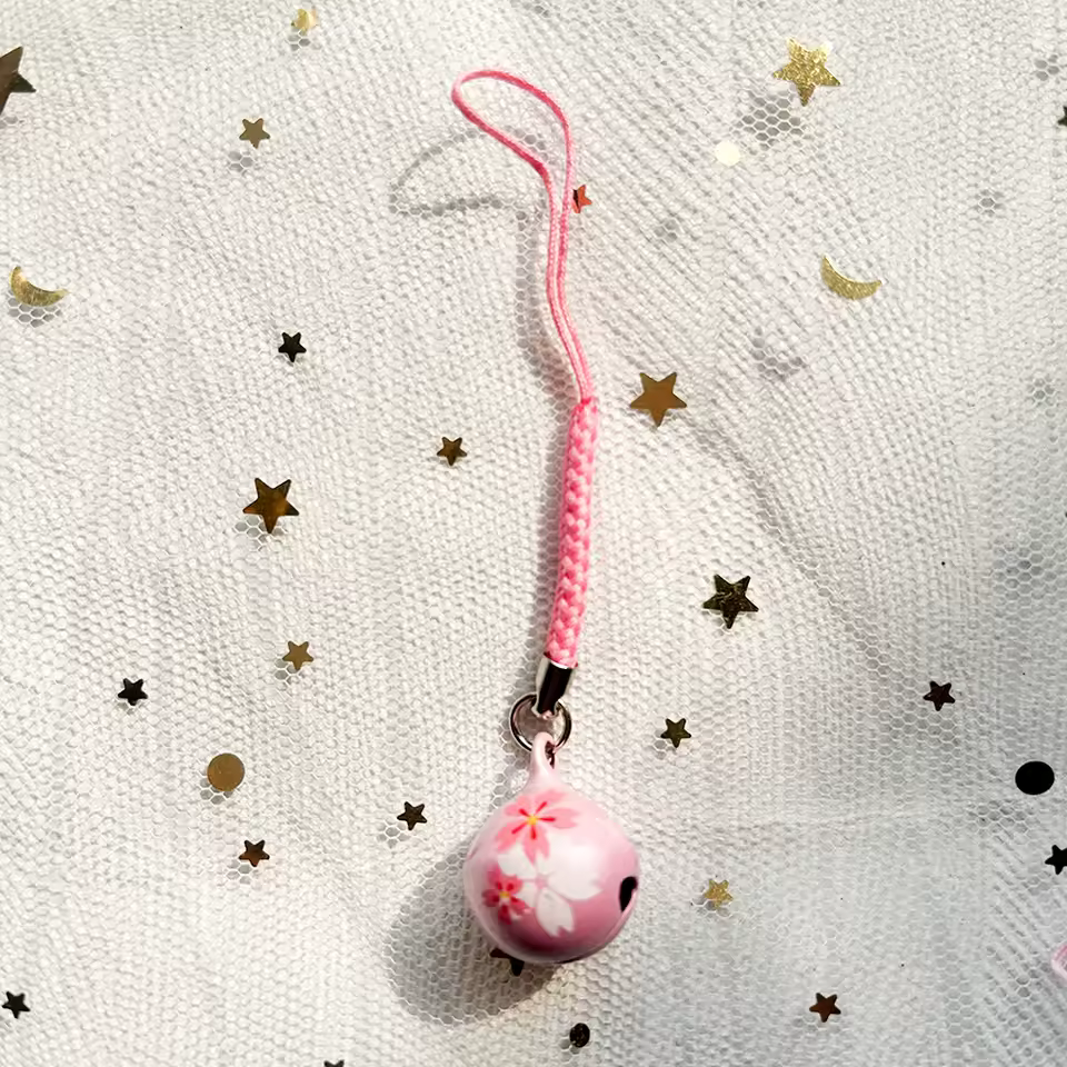 Sakura Bell Phone Charm - Cherry Blossom Jingle Strap for Bags