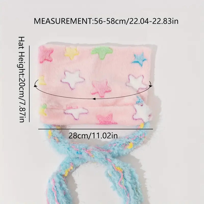 NEW! Cat Beanie - Pastel Star Y2K - Pink, Yellow & Blue