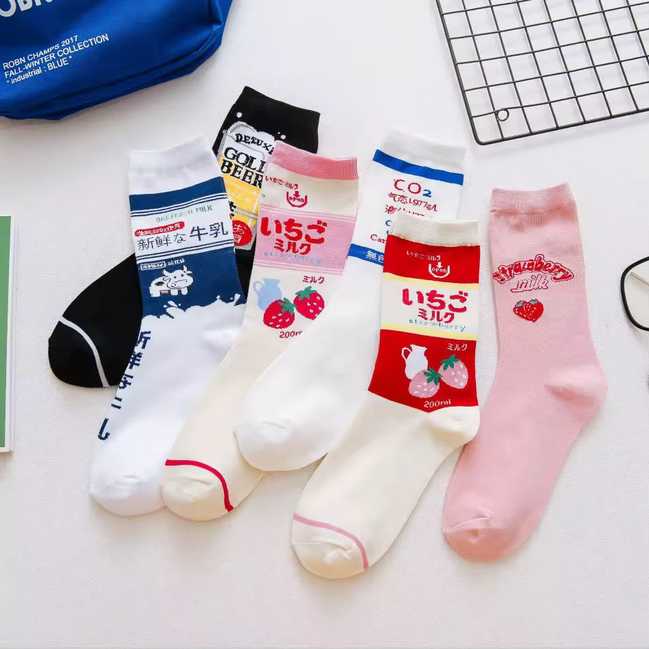 Japanese Drinks & Milk Carton Socks