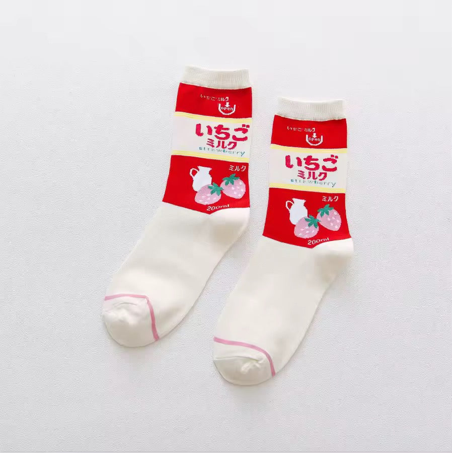 Japanese Drinks & Milk Carton Socks