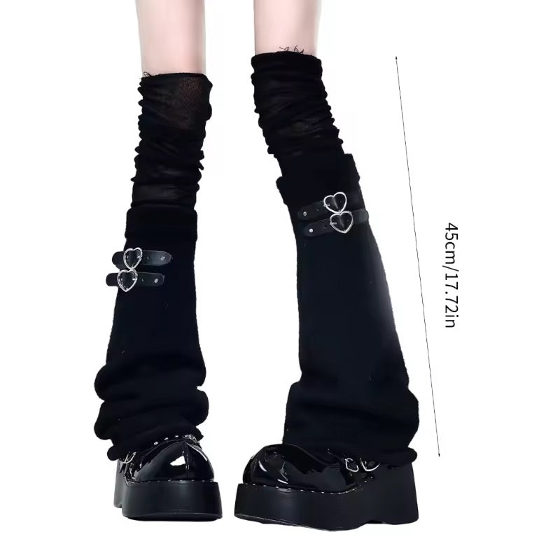 Leg Warmers Gothic Heart Buckle