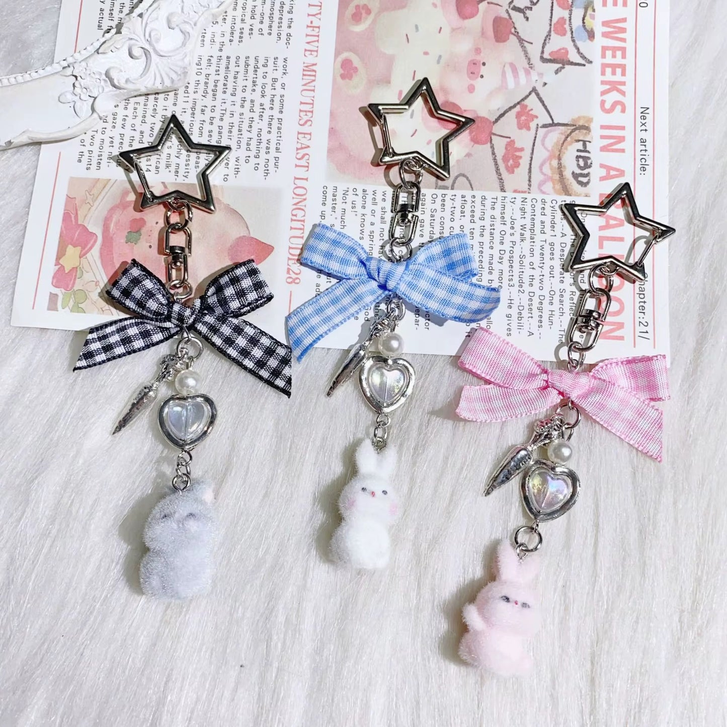 NEW! Keychain - Bunny Heart Bow