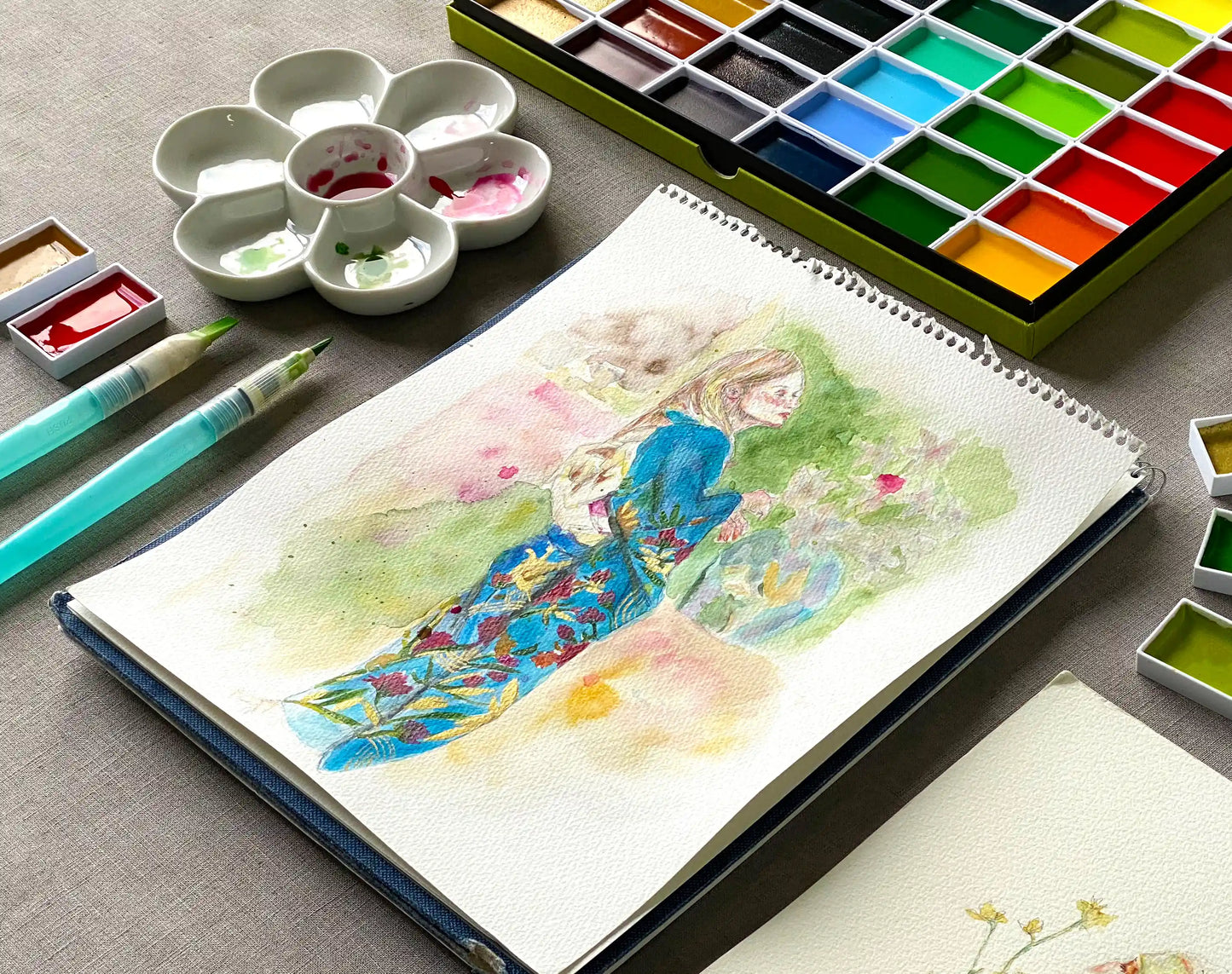 Kuretake Gansai Tambi “顔彩耽美” 18-Color Watercolor Set