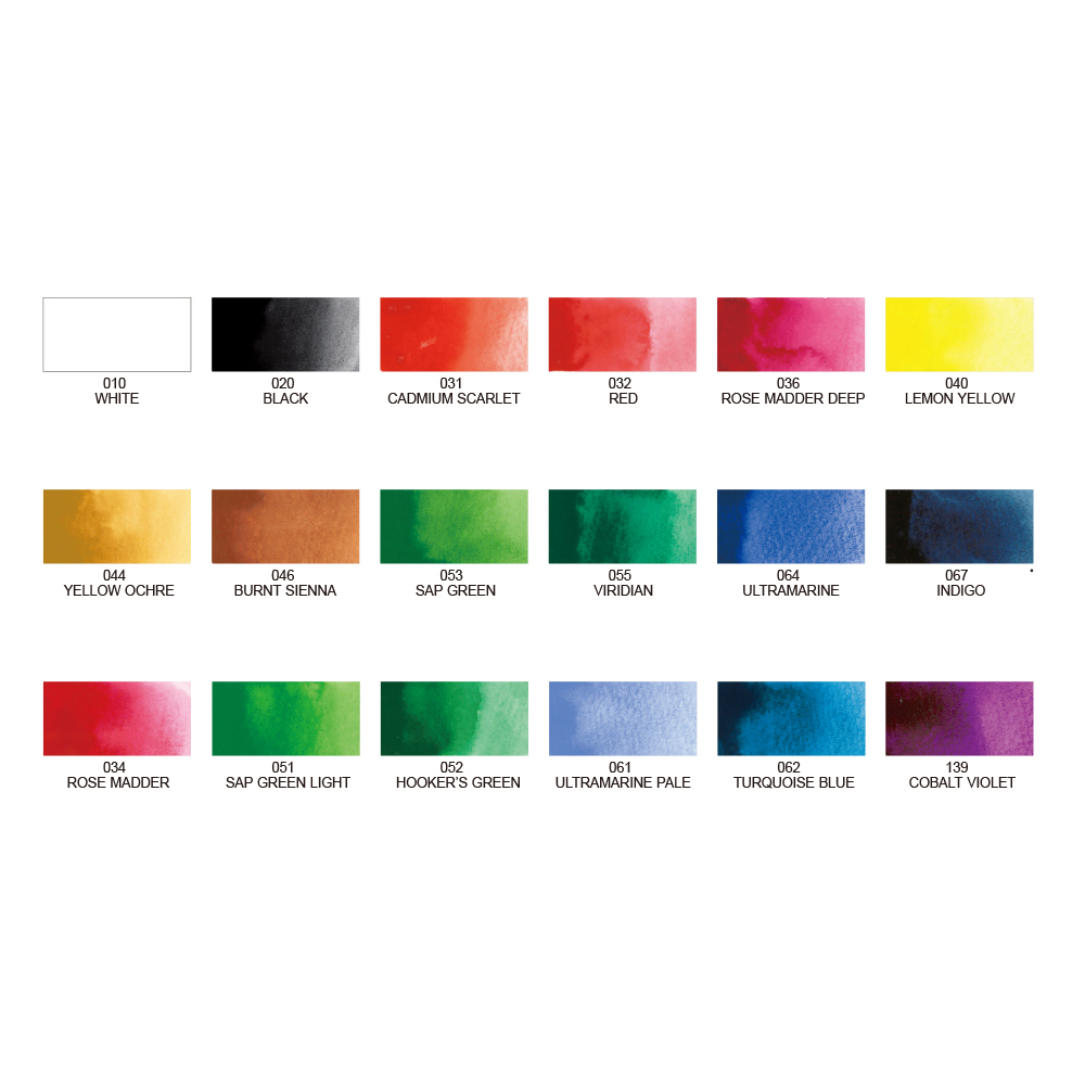 Kuretake Gansai Tambi “顔彩耽美” 18-Color Watercolor Set