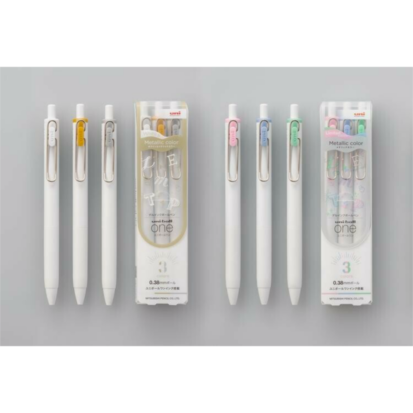 Uni-Ball One Metallic Series – 0.5mm Gel Ink Pen (White / Gold / Silver) ✨🖊️