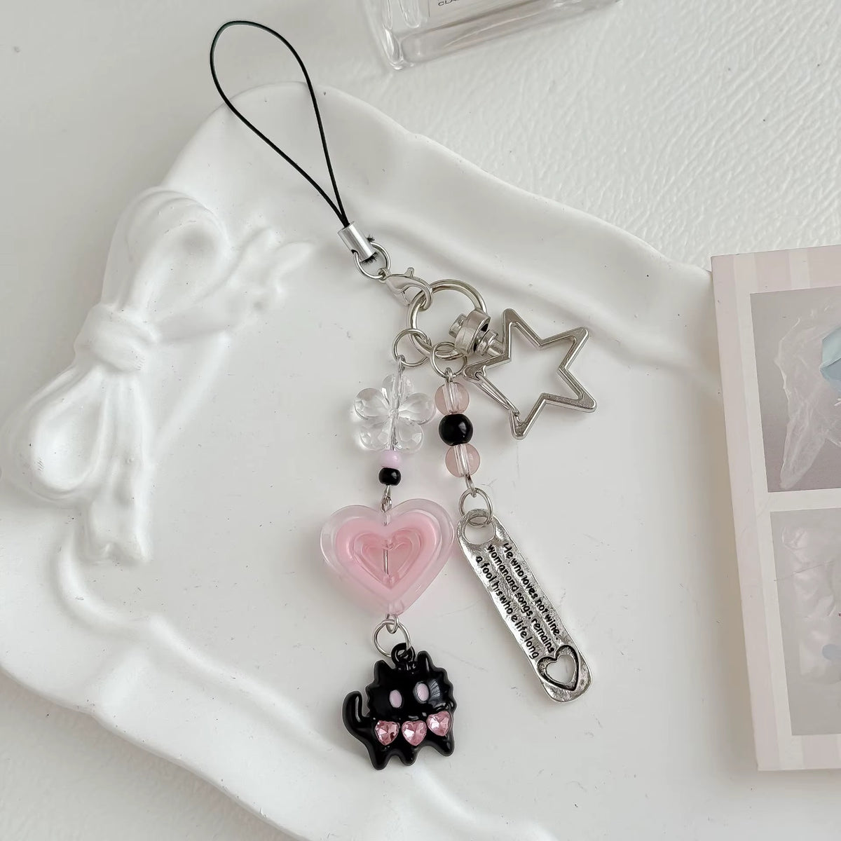 PRE-ORDER! Keychain - Cutiepie Series - Midnight Kitty Heart