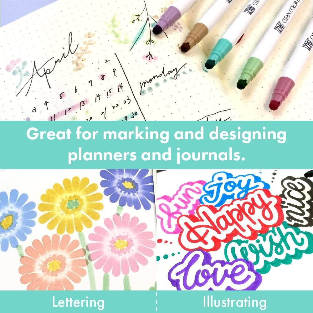 ZIG Kuretake Clean Color DOT Mild Smoky - Set of 6 Colors