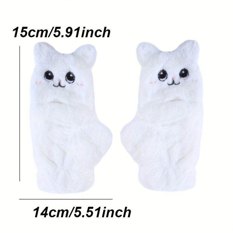 Cat Mittens - Fluffy White - Soft Gloves