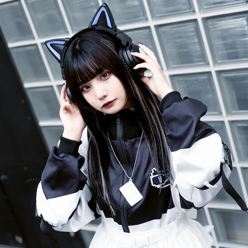 ACDC RAG Pixel Cat Jersey Jacket BK – Black/White