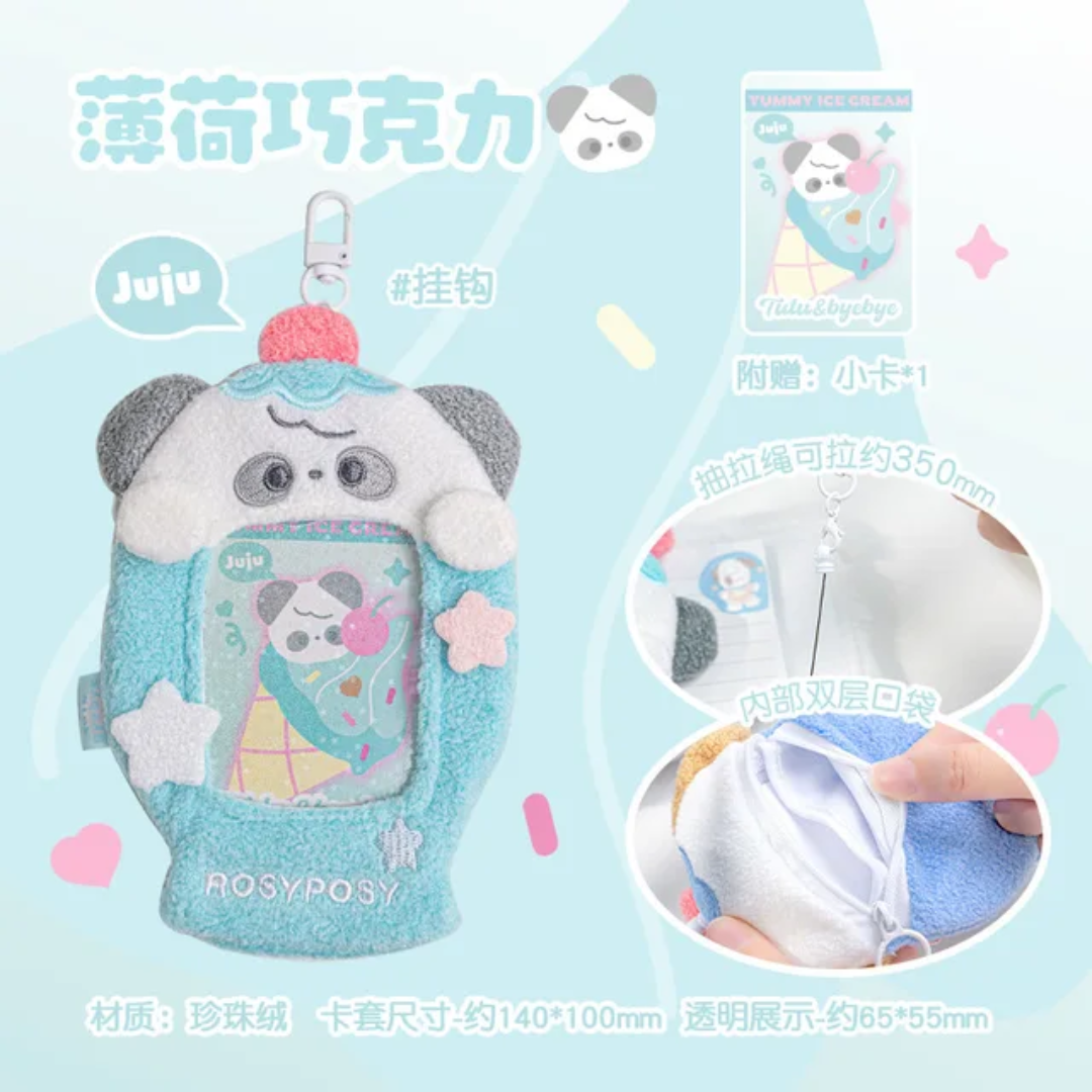 (NEW ARRIVAL) Photocard Keychain Card Holder – Sweet & Fluffy Gelato Plush ID Pouches